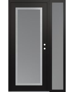 Diamond C1 50" x 80" black/white frosted Glass Panel stainless steel LHI with Sidelite frosted Glass