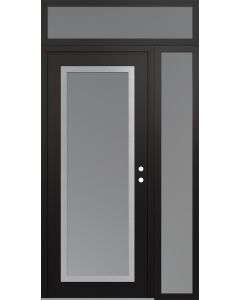 Diamond C1 48" x 96" black/white frosted Glass Panel stainless steel LHI with Sidelite and Transom frosted Glass