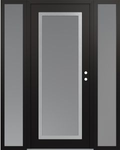 Diamond C1 64" x 80" black/white frosted Glass Panel stainless steel LHI with 2 Sidelites frosted Glass