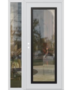 Diamond C1 50" x 80" white/white clear Glass Panel black RHI with Sidelite clear Glass