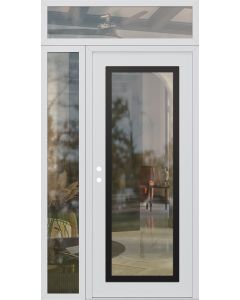 Diamond C1 50" x 96" white/white clear Glass Panel black RHI with Sidelite and Transom clear Glass