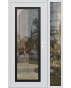 Diamond C1 50" x 80" white/white clear Glass Panel black LHI with Sidelite clear Glass