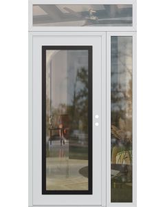 Diamond C1 50" x 96" white/white clear Glass Panel black LHI with Sidelite and Transom clear Glass