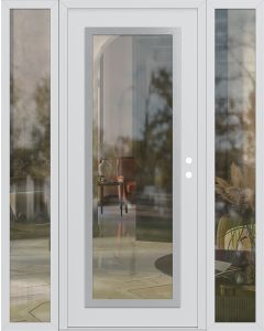 Diamond C1 64" x 80" white/white clear Glass Panel stainless steel LHI with 2 Sidelites clear Glass