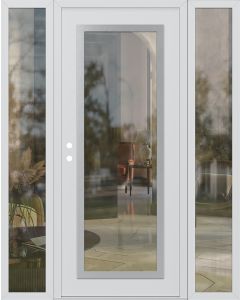 Diamond C1 64" x 80" white/white clear Glass Panel stainless steel RHI with 2 Sidelites clear Glass