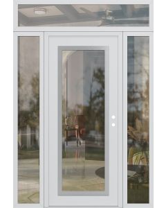 Diamond C1 64" x 96" white/white clear Glass Panel stainless steel LHI with 2 Sidelites and Transom clear Glass