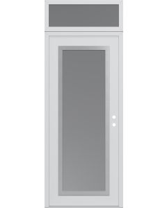 Diamond C1 36" x 96" white/white frosted Glass Panel stainless steel LHI with Transom frosted Glass