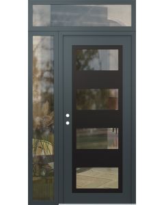 Diamond C2 52" x 96" anthracite/anthracite clear Glass Panel black RHI with Sidelite and Transom clear Glass