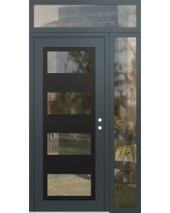 Diamond C2 52" x 96" anthracite/anthracite clear Glass Panel black LHI with Sidelite and Transom clear Glass