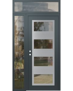 Diamond C2 48" x 96" anthracite/anthracite clear Glass Panel stainless steel RHI with Sidelite and Transom clear Glass