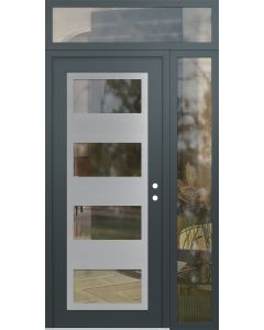 Diamond C2 48" x 96" anthracite/anthracite clear Glass Panel stainless steel LHI with Sidelite and Transom clear Glass