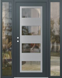 Diamond C2 60" x 80" anthracite/anthracite clear Glass Panel stainless steel RHI with 2 Sidelites clear Glass