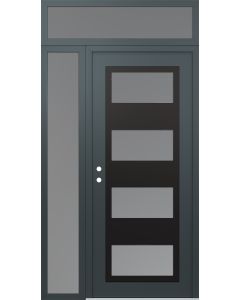 Diamond C2 50" x 96" anthracite/anthracite frosted Glass Panel black RHI with Sidelite and Transom frosted Glass