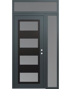 Diamond C2 50" x 96" anthracite/anthracite frosted Glass Panel black LHI with Sidelite and Transom frosted Glass