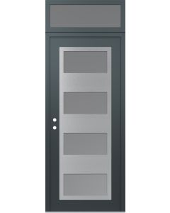 Diamond C2 36" x 96" anthracite/anthracite frosted Glass Panel stainless steel RHI with Transom frosted Glass