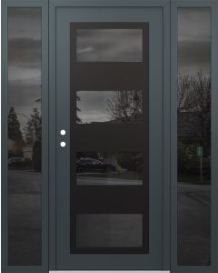 Diamond C2 68" x 80" anthracite/anthracite mirrored Glass Panel black RHI with 2 Sidelites mirrored Glass