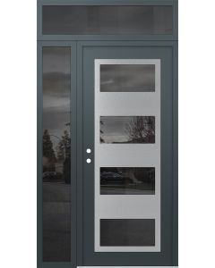 Diamond C2 50" x 96" anthracite/anthracite mirrored Glass Panel stainless steel RHI with Sidelite and Transom mirrored Glass