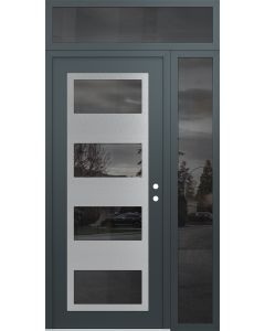 Diamond C2 50" x 96" anthracite/anthracite mirrored Glass Panel stainless steel LHI with Sidelite and Transom mirrored Glass