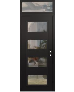 Diamond C2 36" x 96" black/black clear Glass Panel black LHI with Transom clear Glass