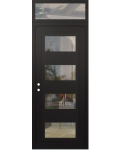 Diamond C2 36" x 96" black/black clear Glass Panel black RHI with Transom clear Glass