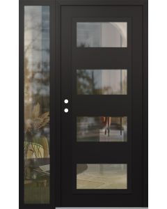Diamond C2 48" x 80" black/black clear Glass Panel black RHI with Sidelite clear Glass