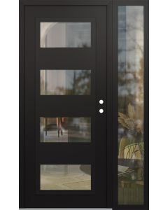Diamond C2 48" x 80" black/black clear Glass Panel black LHI with Sidelite clear Glass