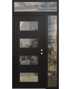 Diamond C2 48" x 96" black/black clear Glass Panel black LHI with Sidelite and Transom clear Glass