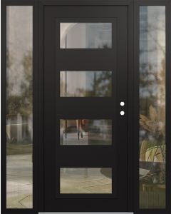 Diamond C2 60" x 80" black/black clear Glass Panel black LHI with 2 Sidelites clear Glass