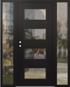 Diamond C2 60" x 80" black/black clear Glass Panel black RHI with 2 Sidelites clear Glass