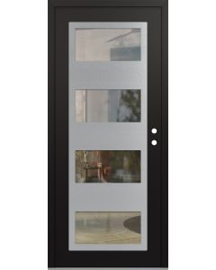 Diamond C2 36" x 80" black/black clear Glass Panel stainless steel LHI