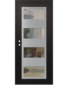 Diamond C2 36" x 80" black/black clear Glass Panel stainless steel RHI