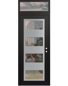 Diamond C2 36" x 96" black/black clear Glass Panel stainless steel LHI with Transom clear Glass