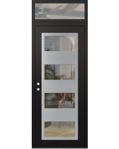 Diamond C2 36" x 96" black/black clear Glass Panel stainless steel RHI with Transom clear Glass