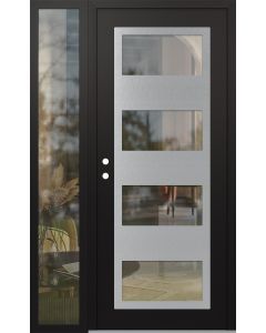Diamond C2 48" x 80" black/black clear Glass Panel stainless steel RHI with Sidelite clear Glass