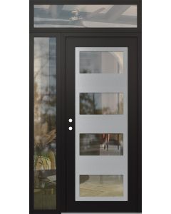Diamond C2 48" x 96" black/black clear Glass Panel stainless steel RHI with Sidelite and Transom clear Glass