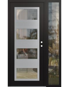Diamond C2 48" x 80" black/black clear Glass Panel stainless steel LHI with Sidelite clear Glass