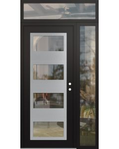 Diamond C2 48" x 96" black/black clear Glass Panel stainless steel LHI with Sidelite and Transom clear Glass