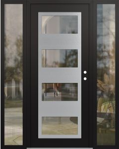 Diamond C2 60" x 80" black/black clear Glass Panel stainless steel LHI with 2 Sidelites clear Glass