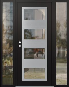 Diamond C2 60" x 80" black/black clear Glass Panel stainless steel RHI with 2 Sidelites clear Glass
