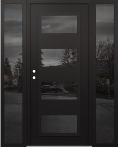 Diamond C2 64" x 80" black/black mirrored Glass Panel black RHI with 2 Sidelites mirrored Glass