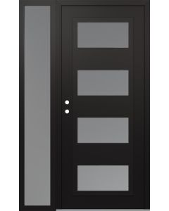Diamond C2 52" x 80" black/white frosted Glass Panel black RHI with Sidelite frosted Glass