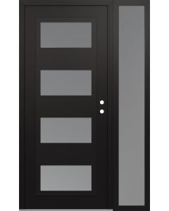 Diamond C2 50" x 80" black/white frosted Glass Panel black LHI with Sidelite frosted Glass