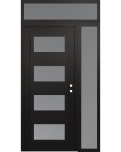 Diamond C2 48" x 96" black/white frosted Glass Panel black LHI with Sidelite and Transom frosted Glass