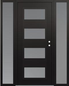 Diamond C2 60" x 80" black/white frosted Glass Panel black LHI with 2 Sidelites frosted Glass