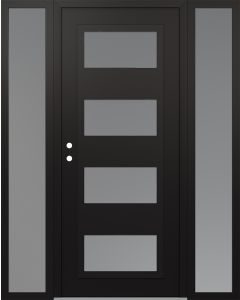 Diamond C2 64" x 80" black/white frosted Glass Panel black RHI with 2 Sidelites frosted Glass