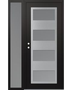Diamond C2 50" x 80" black/white frosted Glass Panel stainless steel RHI with Sidelite frosted Glass