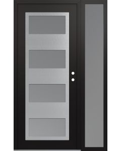 Diamond C2 52" x 80" black/white frosted Glass Panel stainless steel LHI with Sidelite frosted Glass