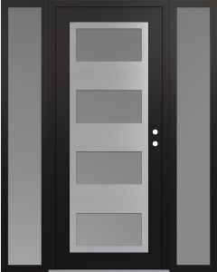 Diamond C2 60" x 80" black/white frosted Glass Panel stainless steel LHI with 2 Sidelites frosted Glass