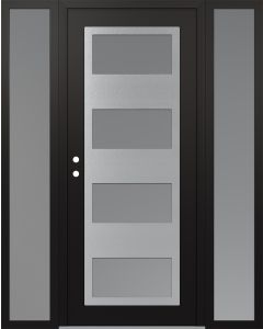 Diamond C2 64" x 80" black/white frosted Glass Panel stainless steel RHI with 2 Sidelites frosted Glass
