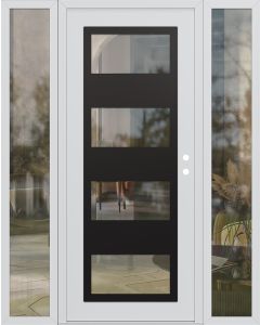 Diamond C2 60" x 80" white/white clear Glass Panel black LHI with 2 Sidelites clear Glass
